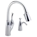 41QMQhOcBDL. SL160  Delta Faucet 989 SD Allora Single Handle Pulldown Kitchen Faucet with Soap Dispenser, Chrome