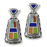 .925 Silver & Multi-Stone Trapezoid Post Earrings