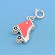 Sterling Silver Pendant - Rollerskate With Clasp - Clear Cubic Zerconia - For Adding On To Bracelet - 12mm Height