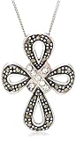 Sterling Silver Marcasite & Cubic Zirconia Cross Pendant, 18