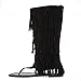 V-Luxury Womens 32-ANIKA66 Open Toe Knee High Flat Sandal Fringe Gladiators
