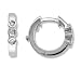 Bezel Set Three-Stone Diamond Hoop Earrings in White Gold (with Safety Lock)