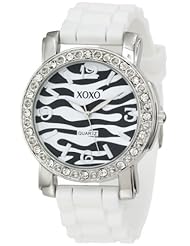 XOXO Womens XO8056 Rhinestones Accent White Silicone Strap Watch
