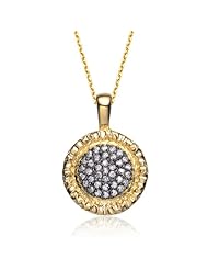 CZ ROUND GOLD BUTTON PENDANT