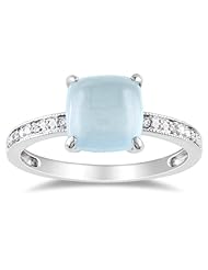10k White Gold Milky Aquamarine and Diamond Ring, (0.03 cttw, G-H Color, I1-I2 Clarity)