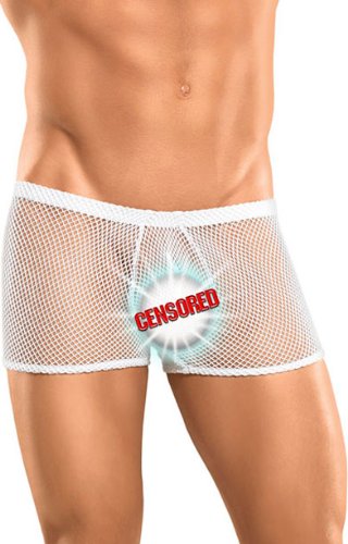 see thru underwear-Mens White See Thru Briefs Underwear - Medium Images