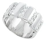 Gent's Perfect Quality Sterling Silver Brilliant Cut Cubic Zirconia Ring
