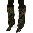 Winter Faux Fake Mink Fur Animal Dance Ski Long Leg Warmer Boot Shoe Cover Brown