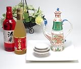 【送料無料】お屠蘇5点セット岸寿美子デザインA(盆白)+寿 おとそ”500ml+祝い赤 芋焼酎720ml
