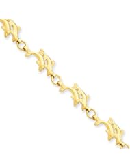 14 Karat Yellow Gold Double Dolphin Bracelet - 7 Inch