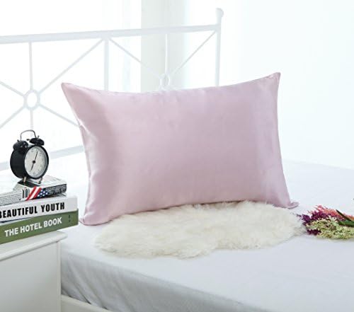 19mm 100% Premium Luxury Pure Mulberry Silk Pillowcase for Hair &amp; Facial Beauty Queen/Standard Size 20x30Inch Shams with Hidden Zipper ,1pc,19Momme (Light Plum)