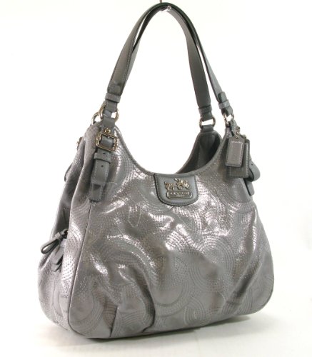 Coach Madison Stitched Leather Maggie Hobo Handbag 18766 Grey