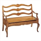 French Bourgeoise Storage Bench Distressing: None, Finish: Flamingo Paint