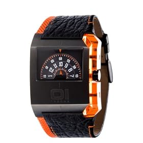 The One - AN07G03 - Turning Disc - Montre Mixte - Quartz Analogique - Cadran Noir - Bracelet Cuir Noir