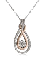 18k Rose Gold Plated Sterling Silver Diamond Drop Pendant Necklace (1/4 cttw, I-J Color, I2-I3 Clarity), 18"