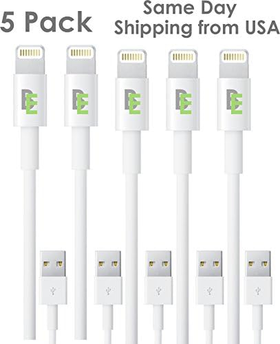 [Apple MFI Certified] Beam ElectronicsTM (Lifetime Guarantee) iPhone 5 &amp; 6 Charging Cable, 8 Pin to USB Lightning Cable,Data/Sync Cable &amp; Charger for Apple iPhone 5 5S 6 6+, iPod, iPad, etc(5 Cables)