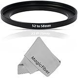 Goja 52-58MM Step-Up Adapter Ring (52MM Lens to 58MM Accessory) + Premium MagicFiber Microfiber Cleaning Cloth