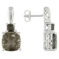 Silver Smokey Quartz Earrings - Brown