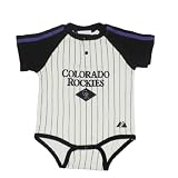 MLB Colorado Rockies Baby / Infant One-Piece Bodysuit / Romper / Onesie - Beige & Black (Size: 24)
