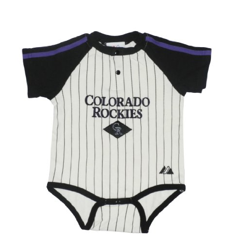 MLB Colorado Rockies Baby / Infant One-Piece Bodysuit / Romper / Onesie - Beige & Black (Size: 18)