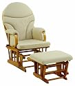 Dutailier Ultramotion Bow Back Glider Rocker and Ottoman Combo, Light Beige