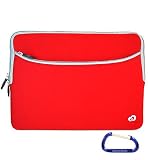 Apple MacBook Pro and MacBook Air 13.3 Inch Screen (RED) Laptop Sleeve Slipcase Zipper Case Cover, w/ Dual Pocket and Free Carabiner Keychain
