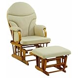 Dutailier Ultramotion Bow Back Glider Rocker and Ottoman Combo, Light Beige