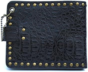 Men's Bifold Skull Leather Wallet (Brown)