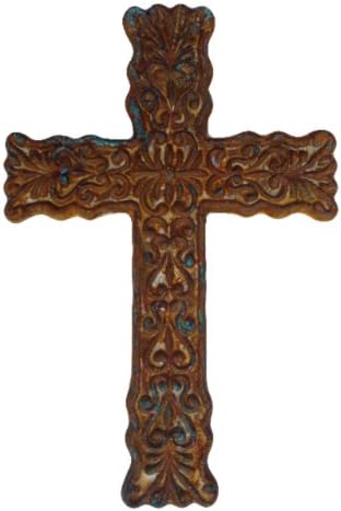 Shoreline Cast Iron Wall Cross in Vintage Antique Finish for Home &amp; Garden Decor-Antique Iron Patina