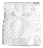 Baby Starters Textured Dot Blanket with Satin Trim, White