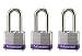 Master Lock Keyed Alike Laminated Steel Pin Tumbler Padlock, 3-Pack #3TRILF