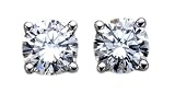 18k White Gold, Round, Diamond 4-Prong Stud Earrings (1/2 cttw, H-I Color, SI1-SI2 Clarity)