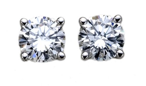 18k White Gold, Round, Diamond 4-Prong Stud Earrings (1 1/2 cttw, H-I Color, SI1-SI2 Clarity)