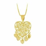 Vermeil (24k Gold over Sterling Silver) Sterling Silver Filigree Chandelier Heart Pendant