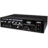 Pyle Home PT510 240 Watt Amplifier with 70V Output, Mic Talkover, USB/SD Readers, AUX Input, Built-in FM Radio & LED Display