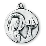 Sterling Silver Our Lady Star of the Sea Medal and 18-inch Chain