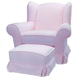 Adult Chenille Wingback Glider and Ottoman-Blue Color