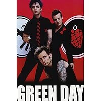 Green Day Group Shot Famous Poster - Red - 24x36