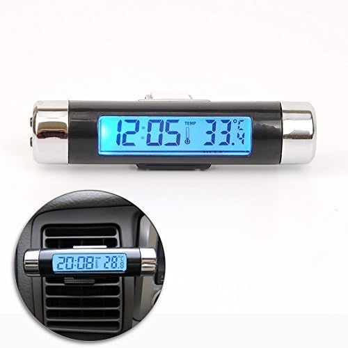 Biligo Mini Multi-functional Car Interior LCD Thermometer with Clock and Calendar, Blue Backlight