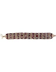 Garnet Five Layer Beaded Bracelet - Sterling Silver