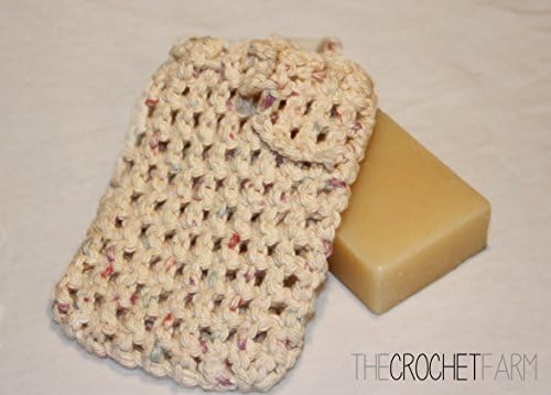 All Cotton Neutral Color Crocheted Soap Bag, Soap Saver, Pouch