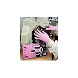 Large 9 1/2 Pink N-DEX BWC 4 mil Nitrile Ambidextrous Powder Free Class I Medcial Device Disposable Gloves With Textured Finger Tips And Rolled Cuff (100 Each Per Box)