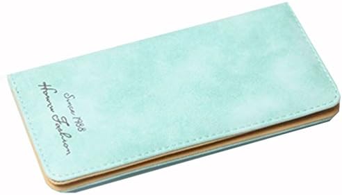 Focusbag Women PU Leather Ultrathin Frosted Long Purse Billfold Wallet Blue