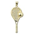 14Kt Yellow Gold Ball Racquets Tennis Pendant