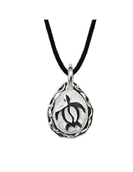 Silver Turtle Drop Necklace Pendant with Cord