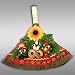 GOOD LUCK CHARM/BROOM [Made in Ukraine. Size: 11 x 10 in (27.5 x 25 cm). A household decoration that brings happiness and prosperity] [This colorful ornament will not only brighten up your home, but it will bring good luck as well! The bright broom is decorated with all the things meant to attract good fortune and prosperity: birch branches are said to attract money, and sunflowers bring warmth and beauty to a home; beans are a symbol of wealth, satiety, and physical strength. Baked goods mean wealth, walnuts indicate a strong family, and towels bring prosperity. Russian tradition and style define this charm, making it a great addition to your home! The little broom should be hung down another broom, or else money will disappear!]