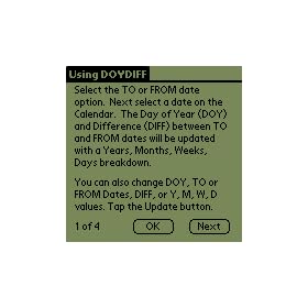 DOYDIFF Date Calculator for Palm OS