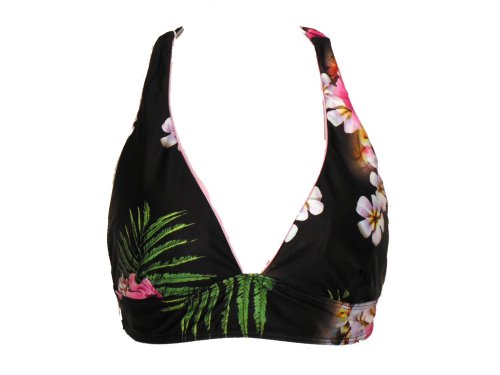 Athena Tropical Black Halter Swimsuit-top