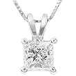 1/2 carat Princess Cut Diamond Solitaire Pendant in White Gold (GH/VS)