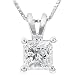 1/2 carat Princess Cut Diamond Solitaire Pendant in White Gold (GH/VS)